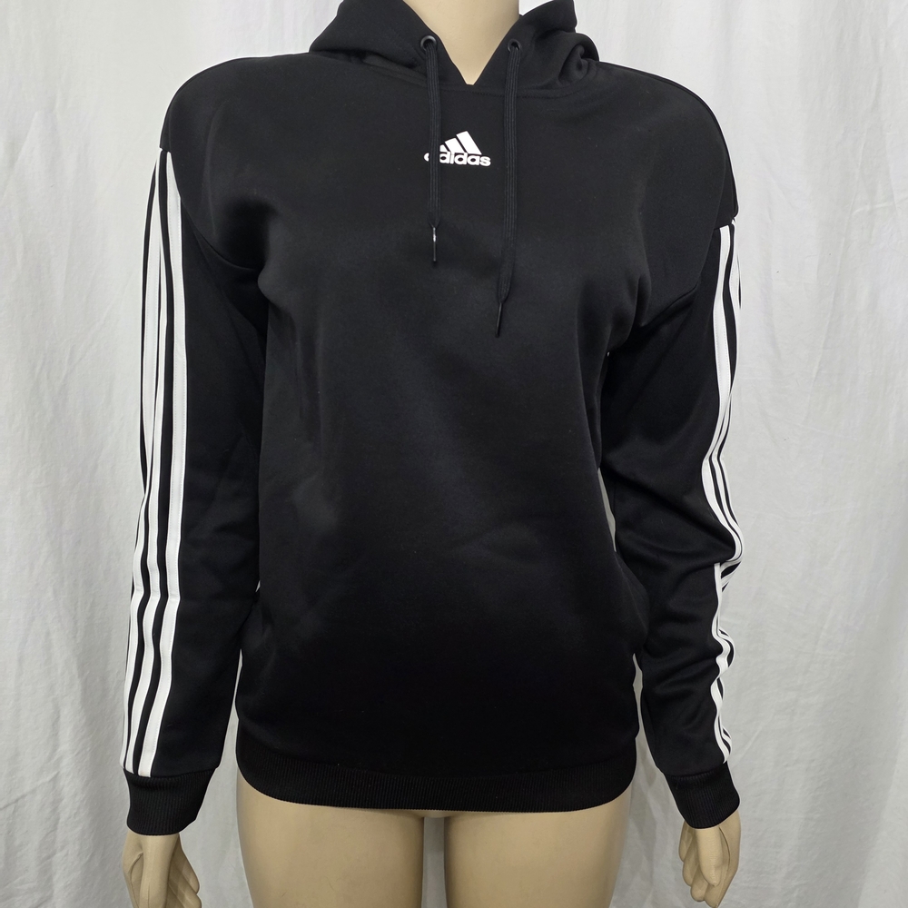Adidas Black Hoodie with White Stripes